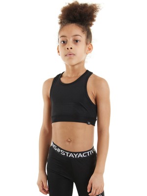 Colorinas Betty Kız Çocuk Düz Crop Atlet Siyah Kolsuz Günlük Stil Polyester Malzemeden Üretilmiştir