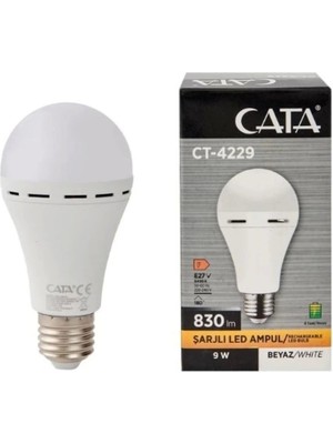 Cata 9 W Beyaz Şarjlı LED Ampul CT-4229 Enerji Tasarruflu ve Şık Tasarım