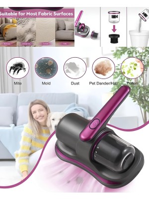 Nom Tekno Nomtekno/Halı Koltuk Yatak Kanepe Şarjlı Kablosuz Uv Sterilizasyonlu Akar Temizleyici Süpürge