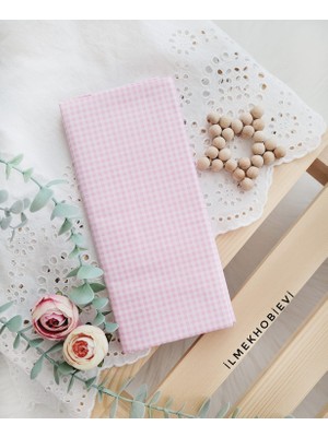 ilmekhobievi Poplin Kumaş Ekose Desen Pembe Renk  Cotton 50*170  cm  (1 Prç)