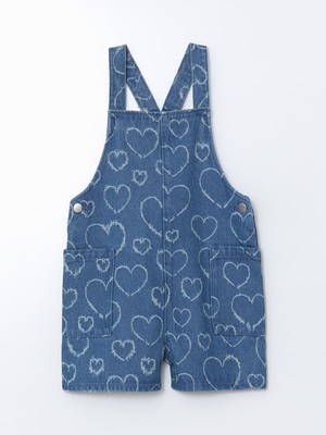 Lcw Kids  Kare Yaka Baskılı Kız Çocuk Jean Salopet  (S5)