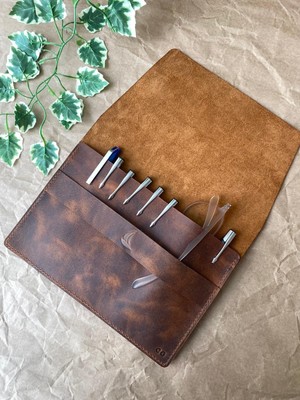 Alesta Leather Atelier (Isim Yazıyoruz) El Yapımı Hakiki Deri Jumbo Boy Kalemlik / Çok Amaçlı Çanta