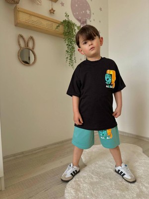 Sacro Kids Hayvan Baskılı  Şort-Tişört Yazlık Erkek Çocuk Takım