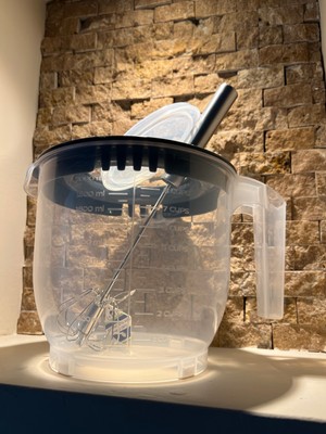 Kapaklı Mikser Blender Kabı Çırpıcı Hediyeli Sıçratmayan Çırpma Mikser Kabı Bpa Free Kaydırmaz Tabanlı Sert Plastik