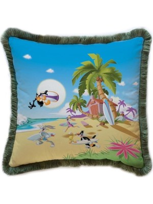 Looney Tunes Team Kadife Yastık (Warner Bros Lisanslı, Uluslararası Yıkama ve Solmama Sertifikası)