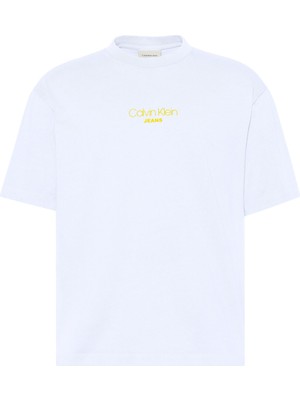 Calvin Klein Jeans Beyaz Erkek T-Shirt LV04RB824GYAA Ss Acıd Wash 20S Cn