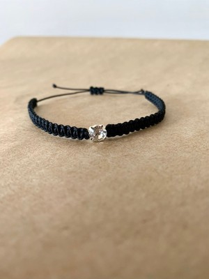 Tektaş Makrome Örgü Ip Bileklik (Siyah)