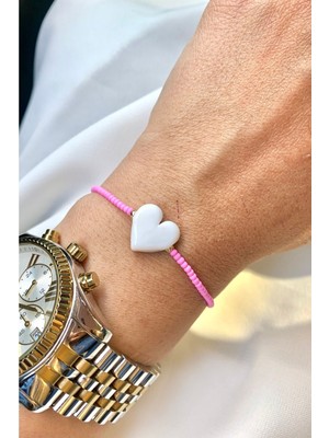 Murano Pembe Kalp Bileklik