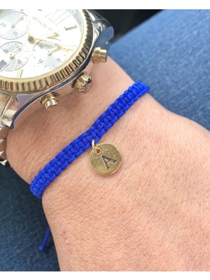Harfli Mavi Örgü Bileklik