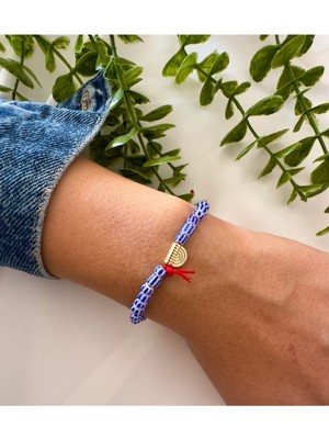 Mavi Çizgili Cam Boncuk Bileklik