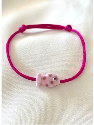 Pembe Murano Cam Boncuklu Fuşya Balık Bileklik
