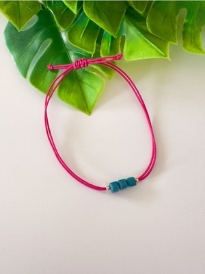 Mavi Küp Fuşya Pembe Ip Bileklik
