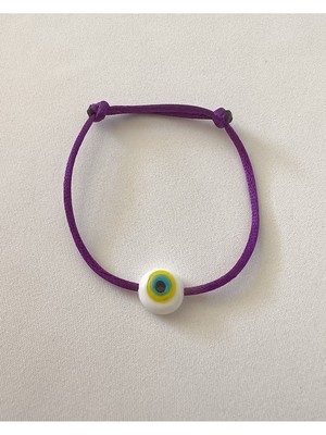 Cam Beyaz Murano Nazar Boncuğu Mor Bileklik