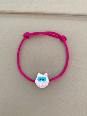Murano Cam Fuşya Pembe Kedi Bileklik