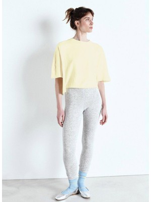 American Vintage Yuvarlak Yaka Düz Bej Kadın T-Shirt OUK02AE25_CREME Anglaı