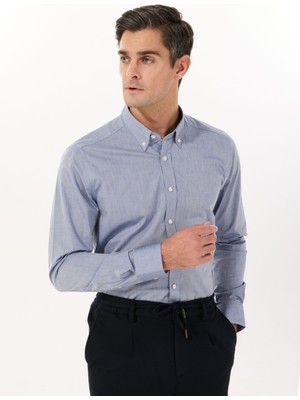 Altınyıldız Classics Slim Fit Düğmeli Yaka Lacivert Erkek Gömlek ACE020252040_LAC