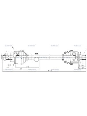 Maher 1986 Aks Komple Ön I-10 13-18 Benzinli A-T 1.0 Sağ Absli 48 Diş 902MM