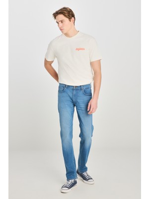 Lee Daren Coolmax Kadın Normal Kesim Açık Mavi Pamuklu Esnek Denim Jean Pantolon Günlük Stil Desenli