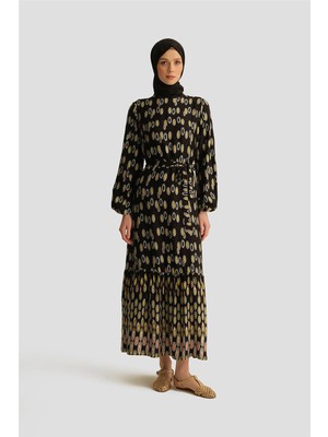 Armine Trend Desenli Elbise-Siyah 25YT928
