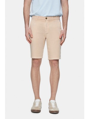 Valor Camel Gabardin Nakışlı Standard Fit Erkek Şort