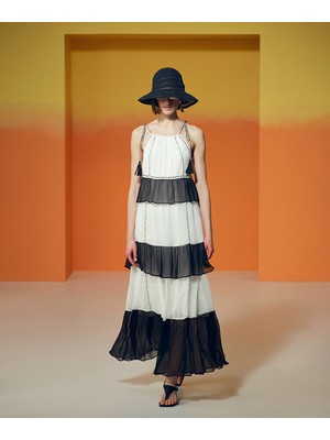 Halter Yaka Colorblock Elbise IS1250002354001