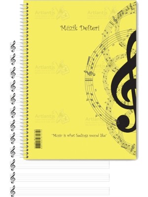 Artlantis Müzik Defteri A4 Spralli 40 Yaprak 1 Adet Sol Anahtarlı Telli Müzik Defteri Büyük Boy 12 Sütunlu