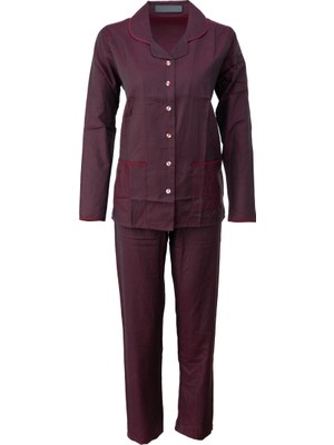 Oppland Kadın Şık Klasik Model Pijama Takımı Premium %100PAMUK Poplin Kumaş Düğmeli Tarz Model Cepli