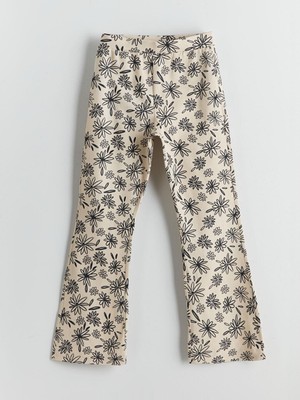 Beli Lastikli Çiçekli Ispanyol Paça Kız Çocuk Tayt  (S5)