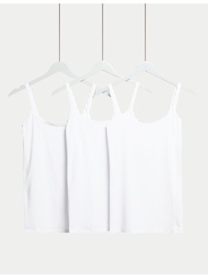 Marks & Spencer 3'lü Pamuklu Dantel Kenarlı Atlet