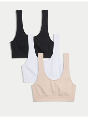 Marks & Spencer 3'lü Dikişsiz Balensiz Crop Top Sütyen Seti