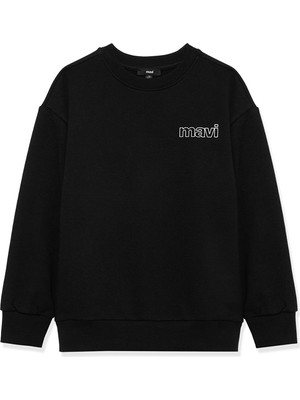 Mavi Mavi Logo Baskılı Siyah Sweatshirt 6S10034-900