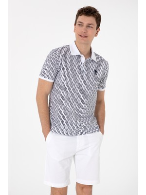 U.S. Polo Assn. Erkek Regular Fit Polo Yaka Lacivert Desenli Tişört 50311944-VR033