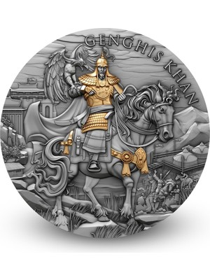 T&S AgaKulche Cengiz Han Altın Kaplama NGC Sertifika Gümüş Sikke Coin