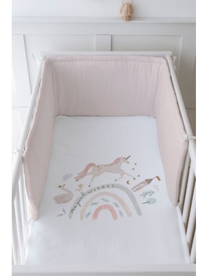 Tuğba Kuğu Bebek Başucu Koruyucu ve Baskılı Çarşaflı Uyku Seti - Royal Serisi - Magical Unicorn