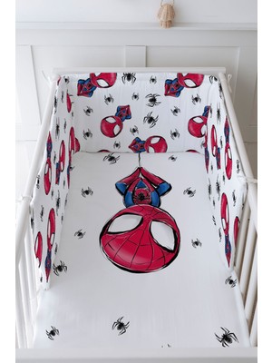 Tuğba Kuğu Bebek Başucu Koruyucu ve Baskılı Çarşaflı Uyku Seti - For Baby Serisi - Örümcek Adam