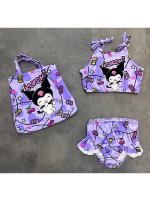 Kızçocuk Kuromi Baskı Çantalıbikinitakımı