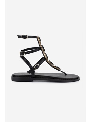 Valmenti Kadın  Deri Siyah Parmak Arası Sandalet 1141 590 Irene 6-1 Byn Sndlt Y25 Black