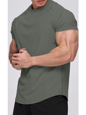 Ghassy Co. Erkek Running Sports Reglan Oval Kesim Penye T-Shirt