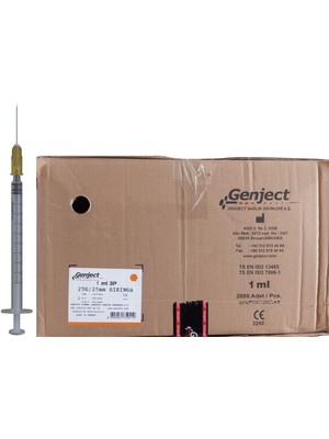 Genject - 1 ml 3p 25G Turuncu 25MM Aşı Insülin Enjektörü - 2000 Adet