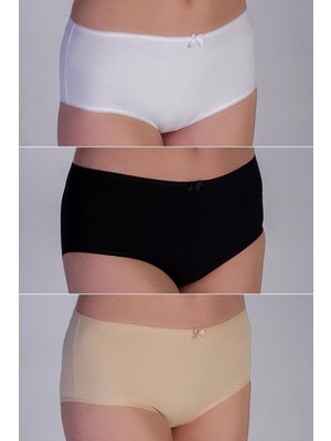 3'lü Paket Pamuklu Slip Külot 5003 Siyah/beyaz/ten