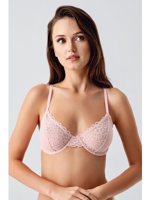 Balenli Dantel Detaylı Toparlayıcı Sütyen C18410 Pudra