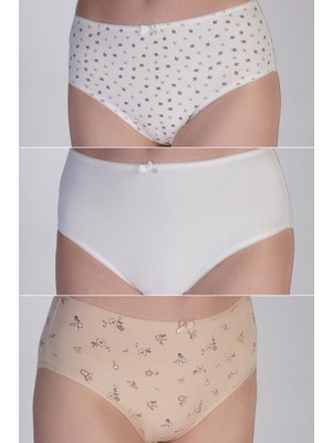 3'lü Paket Yüksek Bel Bikini Külot 5002 Çiçekli