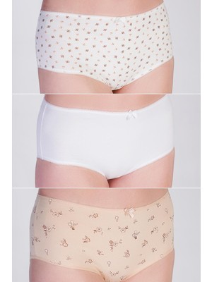 3'lü Paket Pamuklu Slip Külot 5003 Çiçekli