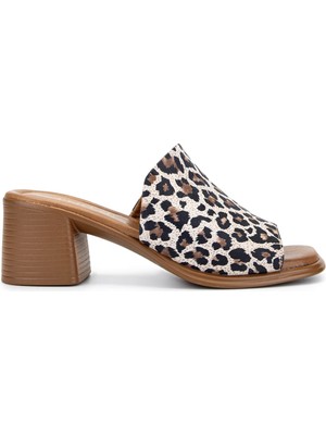 Tamer Tanca Kadın  Deri Bej Topuklu Terlik 838 809 Bn Trlk Y25 Bej Yln