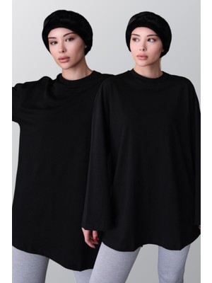 Geniş Kol Oversize 2'li Paket T-Shirt 964 Siyah/siyah