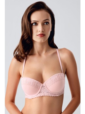 Dolgusuz Dantel Detaylı Sütyen C18370 Pudra