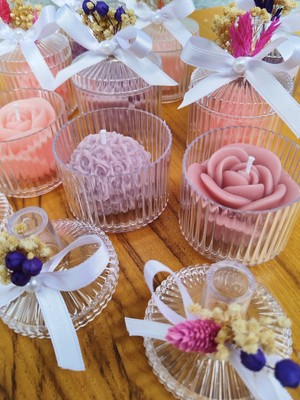 25 Adet Mika Şekerlik Top Gül-Gül Mum Düğün Nişan Nikah Bebek Hediyelik