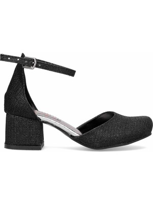 Ayakkabı Fuarı Elit YB-F-KARNIYARIK-25Y Filet Kız Çocuk Klasik Topuklu Ayakkabı Gümüş