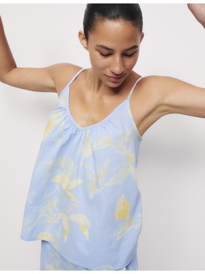 Marks & Spencer Saf Pamuklu Baskılı Pijama Üstü