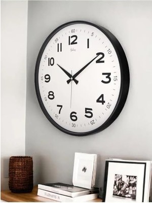 717-K-2 Serisi Klasik Rakamlı Metal Görünümlü Sessiz Akar Modern Duvar Saati 40  cm  Gri